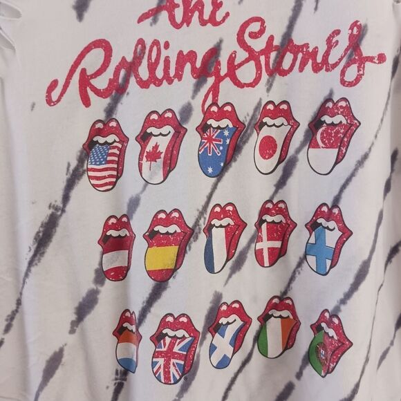 Torrid The Rolling Stones White & Black Tie-Dye Crew Tank size 1X - Picture 2 of 7